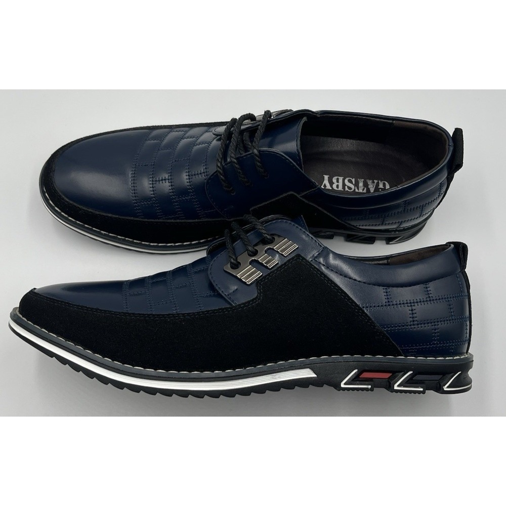 Gatsby Mens Black Blue Oxford Shoes Size 9.5 Modern Dress‎ Casual Lace Up Derby